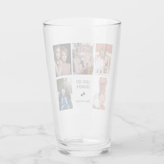 Ik hou van je, opa | Aangepaste foto collage glaze Glas (Achterkant)