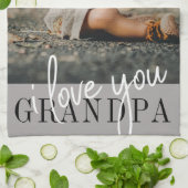 Ik hou van je opa aangepaste foto theedoek (Gevouwen)
