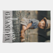 Ik hou van je opa aangepaste foto theedoek (Horizontaal)