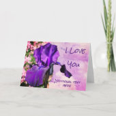 Ik hou van je Paarse Iris Flower Personalized Kaar Kaart (Voorkant)