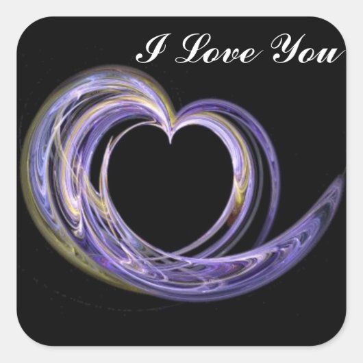 Ik hou van je Paarse werveling hart Vierkante Sticker (Voorkant)