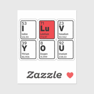 Ik hou van je periodiek systeem sticker