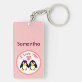 Ik hou van je, pinguïn, gepersonaliseerd sleutelhanger (achterkant)
