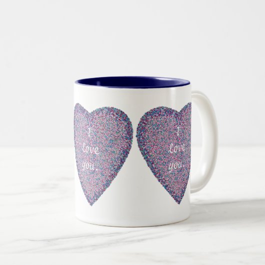 Ik hou van je, pointillisme hart aangepaste Mokken (Voorkant rechts)