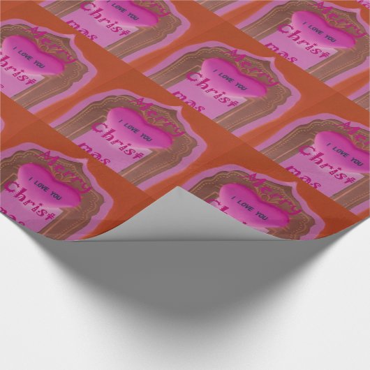 Ik hou van je prettige kersthart cadeaupapier (Hoek)