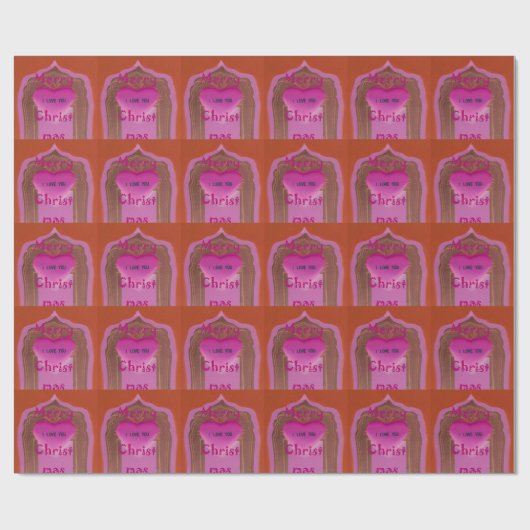 Ik hou van je prettige kersthart cadeaupapier (Vlak)