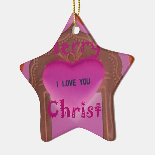 Ik hou van je prettige kersthart keramisch ornament (Links)