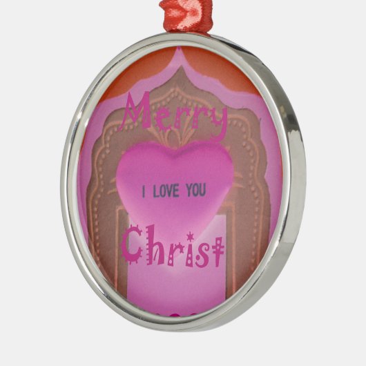 Ik hou van je prettige kersthart metalen ornament (Links)