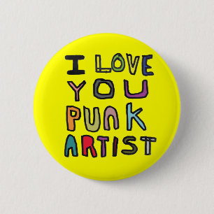 Ik hou van je PUNK KUNST Ronde Button 5,7 Cm