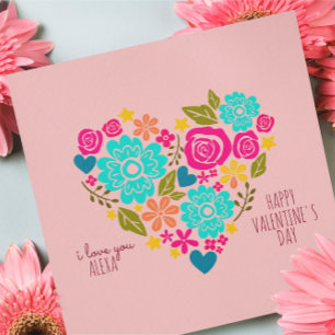 IK HOU VAN JE RETRO BOHO HARTVORMIGE VALENTIJNskaa Kaart