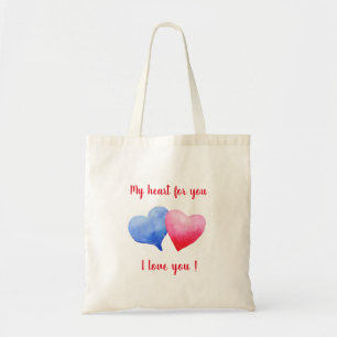 Ik hou van je rode en blauwe Valentijnsdag Tote Bag