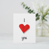 Ik hou van je rode hart origami vector illustratie briefkaart (Staand voorkant)