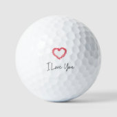 Ik hou van je rode hart Valentijnsdag golfballen (Voorkant)