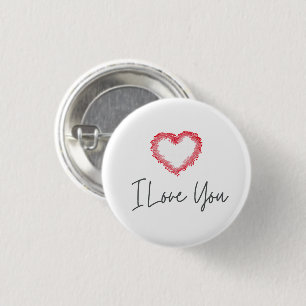 Ik hou van je rode hart Valentijnsdag knop Ronde Button 3,2 Cm