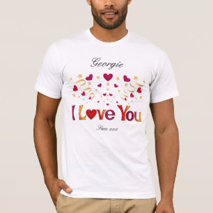 Ik hou van je Rode Heart Gold Ribbon Valentijn T-shirt