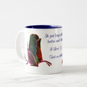 Ik hou van je rosebud flower Personated Tweekleurige Koffiemok