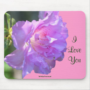 Ik hou van je roze Azalea Flower Photo Mousepad Muismat