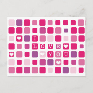 Ik hou van je roze mozaïek briefkaart