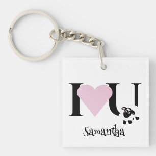 Ik hou van je Schattigee naam Cartoon Sheep Sleutelhanger