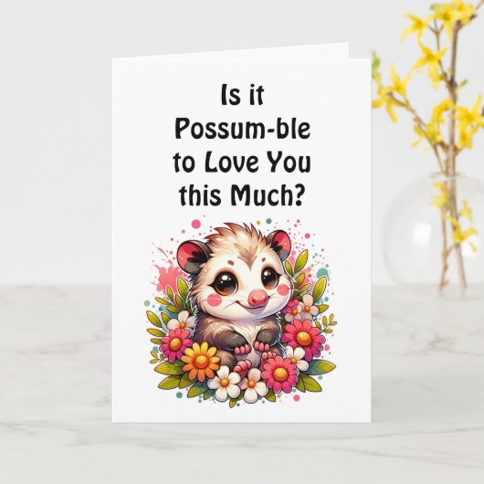 Ik hou van je | Schattigee Romantische Flirty Poss Kaart (Gele Bloem)