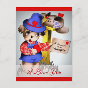 Ik hou van je Schattigee Valentijn Dog Mailbox Feestdagenkaart