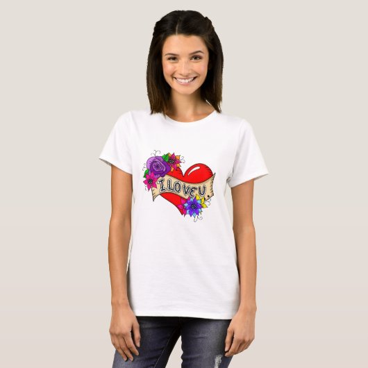 Ik hou van je | Straatkunst Urban Heart T-shirt (Voorkant volledig)