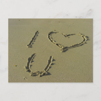 Ik hou van je - strandzand schrijven briefkaart