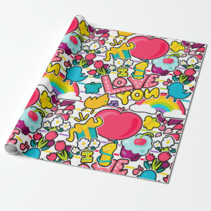Ik hou van je subway Art Pattern Cadeaupapier