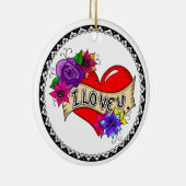 Ik hou van je | Tattoo hartkunst gepersonaliseerd Keramisch Ornament (Rechts)