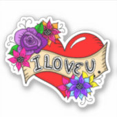 Ik hou van je Tattoo kunststijl Sticker (Voorkant)