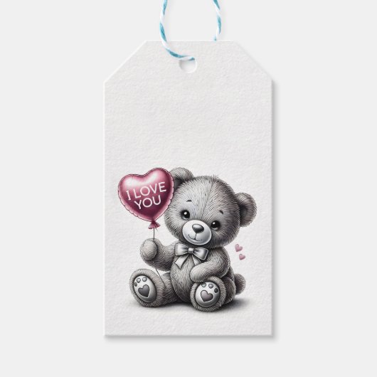 "Ik hou van je" Teddy Bear Gift Label Cadeaulabel (Voorkant)