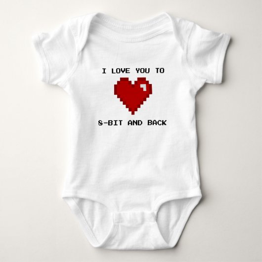 Ik hou van je tot 8-bits en backgamer Nerd-Shirt Romper (Voorkant)
