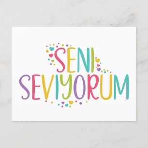 Ik hou van je Turkse Seni Seviyorum regenboog Briefkaart