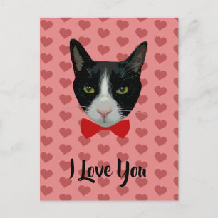 Ik hou van je, Tuxedo Cat met Bow Stropdas Briefkaart
