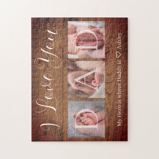Ik hou van je vader Aangepaste foto Vaderdag Cadea Legpuzzel (Verticaal)