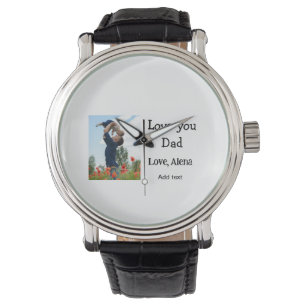 Ik hou van je vader vaderdag elegante foto tekst t horloge
