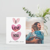 Ik hou van je Valentijn Cute Hearts Foto Feestdagenkaart (Staand voorkant)