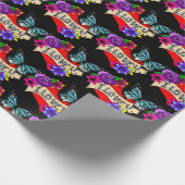 Ik hou van je | Valentijnsdag Hart en Roos Cadeaupapier (Hoek)