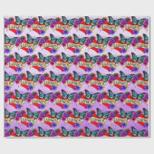 Ik hou van je | Valentijnsdag Hart en Roos Cadeaupapier (Vlak)