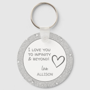 Ik hou van je Valentijnsdag Silver Glitter Custom Sleutelhanger