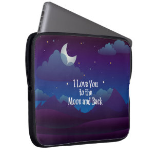 Ik hou van je, van de maan en van de rug, blauwe i laptop sleeve