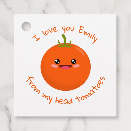 Ik hou van je van mijn hoofd Tomaten Funny Pun Bedankjes Labels (Voorkant)