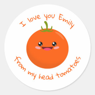 Ik hou van je van mijn hoofd Tomaten Funny Pun Ronde Sticker