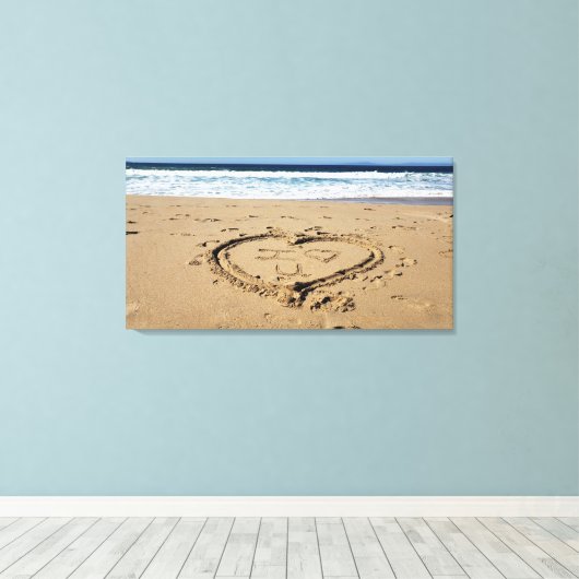 Ik hou van je vanaf het strand canvas afdruk (Insitu (Houten vloer))