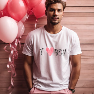 "Ik hou van je" Vetgedrukte Waterverf Hart mannen T-shirt