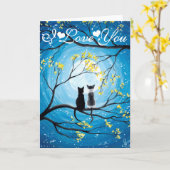 Ik hou van je Whimsical Moon met katten Kaart (Gele Bloem)