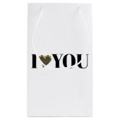 Ik hou van je witte goudhart moderne typografie klein cadeauzakje (Achterkant)