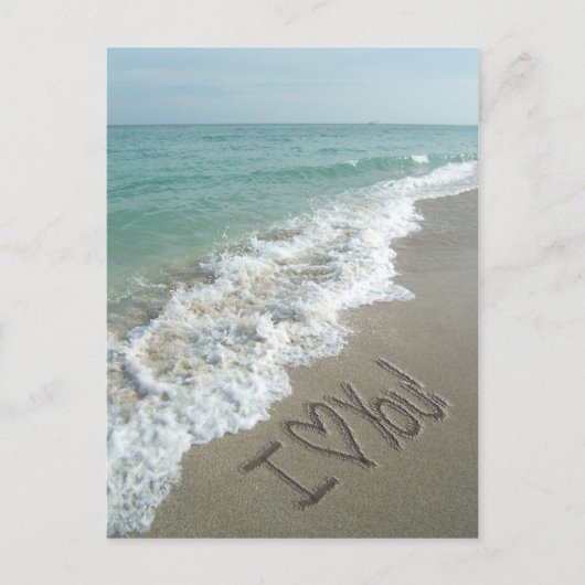 Ik hou van je, zand die op de Beach Post kaart sch (Voorkant)