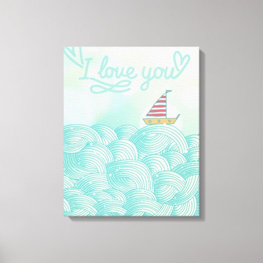 Ik hou van je zeilboot canvas afdruk (Voorkant)