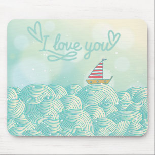 Ik hou van je zeilboot muismat